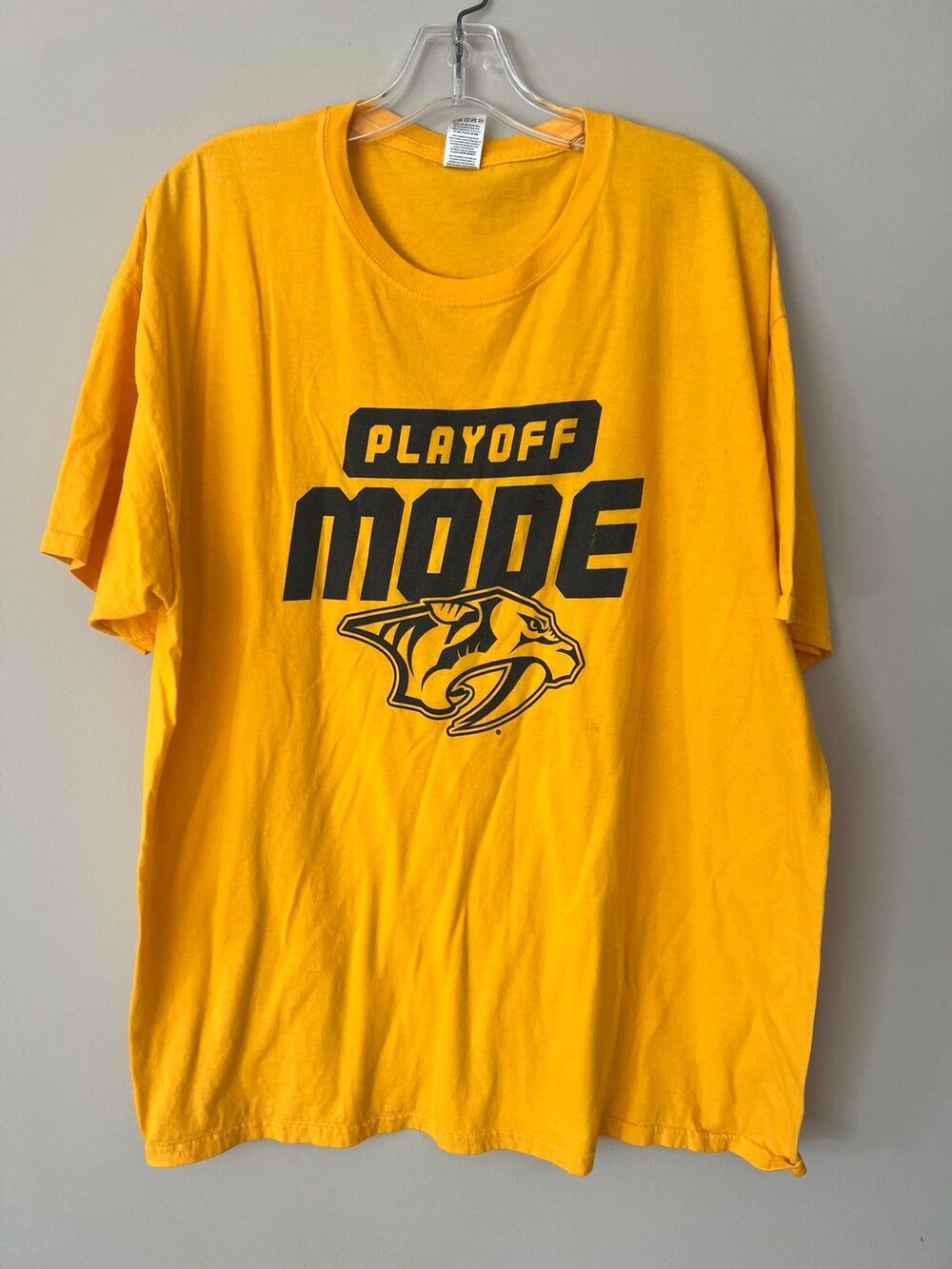 BNWOT NHL Nashville Predators Yellow PLAYOFF MODE Bridgestone T-Shirt Tee sz XL